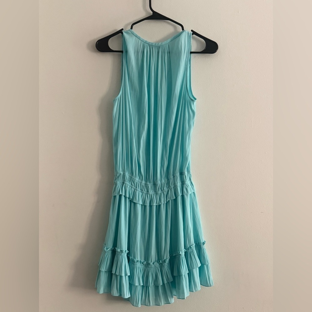 Ramy Brook Raquel Tiered Ruffle Mini Dress in Turquoise Pool Blue Small NWOT - Picture 8 of 11